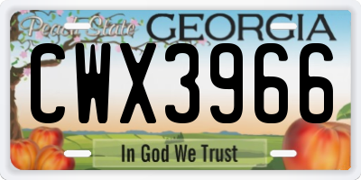 GA license plate CWX3966