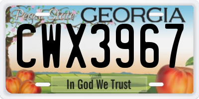 GA license plate CWX3967