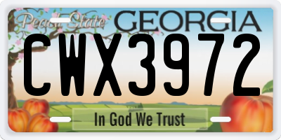 GA license plate CWX3972