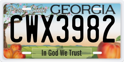 GA license plate CWX3982