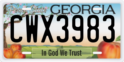 GA license plate CWX3983