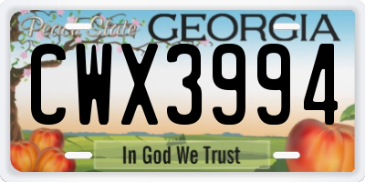 GA license plate CWX3994