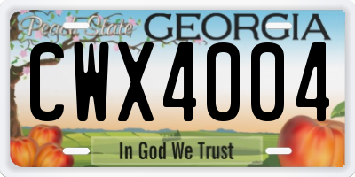 GA license plate CWX4004
