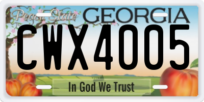 GA license plate CWX4005
