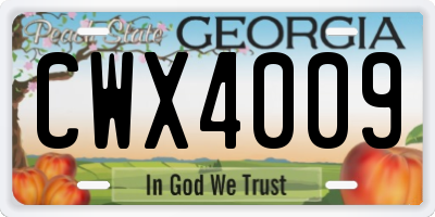 GA license plate CWX4009