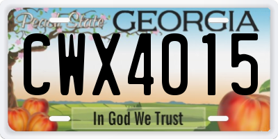 GA license plate CWX4015