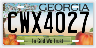 GA license plate CWX4027