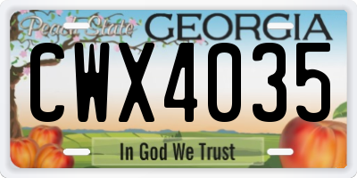 GA license plate CWX4035