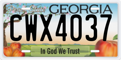 GA license plate CWX4037