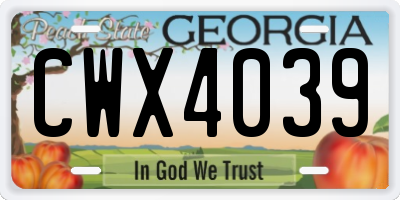 GA license plate CWX4039