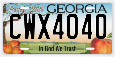 GA license plate CWX4040