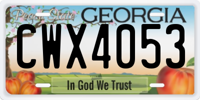 GA license plate CWX4053