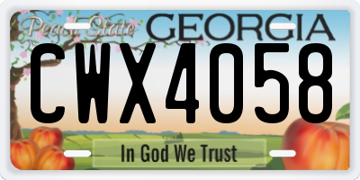 GA license plate CWX4058