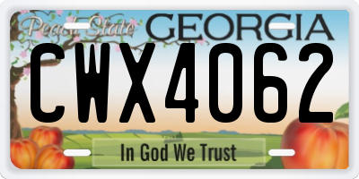 GA license plate CWX4062
