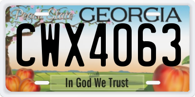 GA license plate CWX4063
