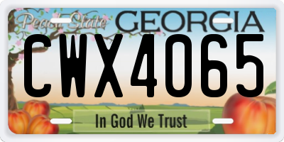 GA license plate CWX4065