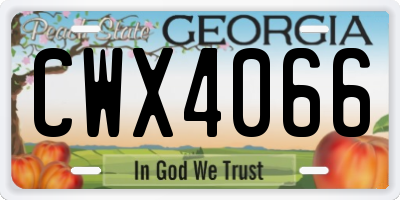 GA license plate CWX4066