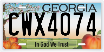 GA license plate CWX4074