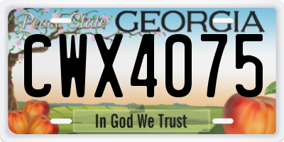 GA license plate CWX4075