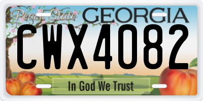 GA license plate CWX4082