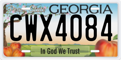 GA license plate CWX4084