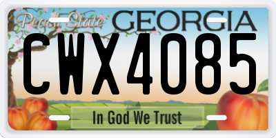 GA license plate CWX4085