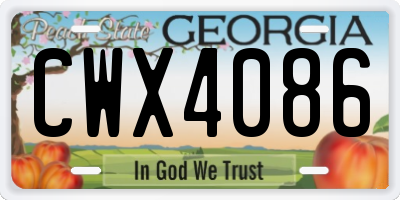 GA license plate CWX4086