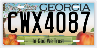 GA license plate CWX4087