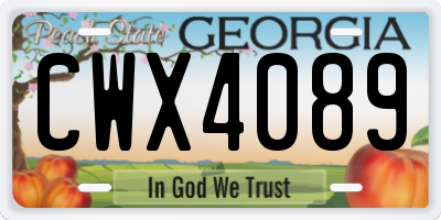 GA license plate CWX4089