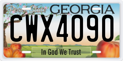 GA license plate CWX4090