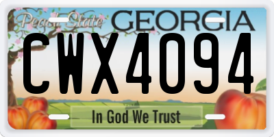 GA license plate CWX4094