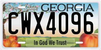 GA license plate CWX4096