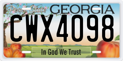 GA license plate CWX4098