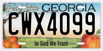 GA license plate CWX4099