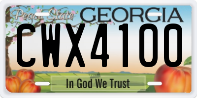 GA license plate CWX4100