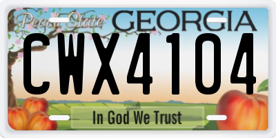 GA license plate CWX4104