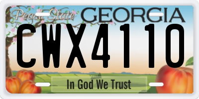 GA license plate CWX4110