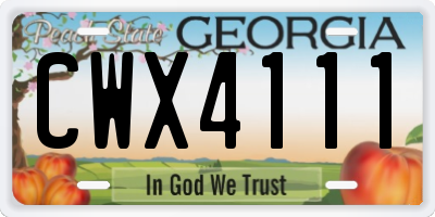 GA license plate CWX4111