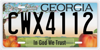 GA license plate CWX4112