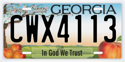 GA license plate CWX4113