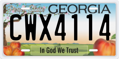 GA license plate CWX4114