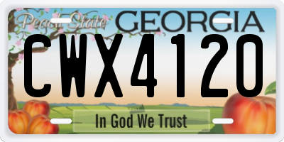 GA license plate CWX4120
