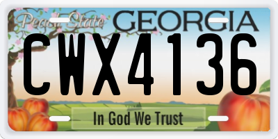 GA license plate CWX4136