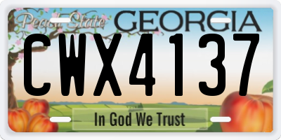 GA license plate CWX4137