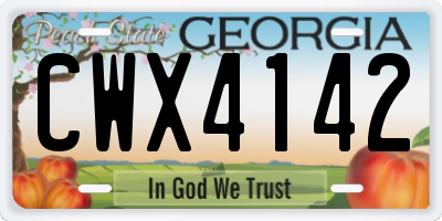 GA license plate CWX4142