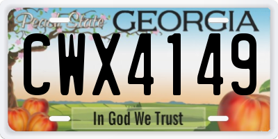 GA license plate CWX4149