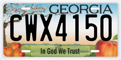 GA license plate CWX4150
