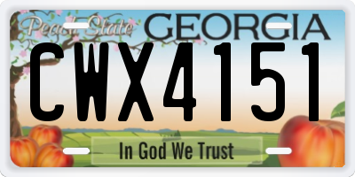 GA license plate CWX4151