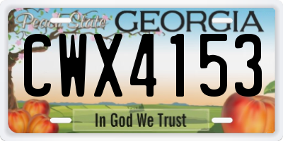 GA license plate CWX4153