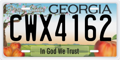 GA license plate CWX4162